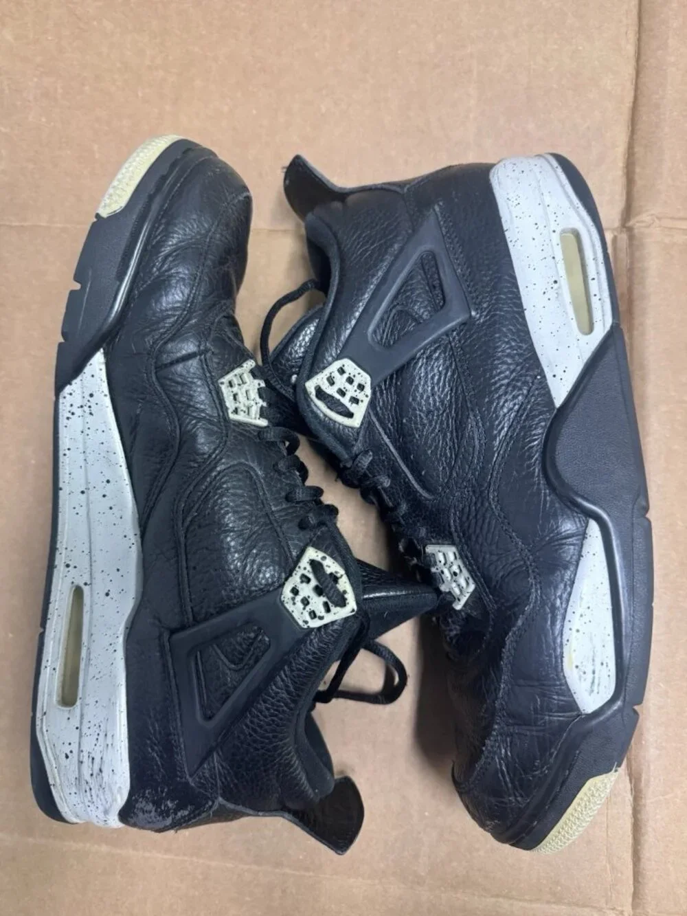 Air Jordan 4 Retro Iv LS Oreo 2015 Black Tech Grey Mens Size 11.5 314254-003